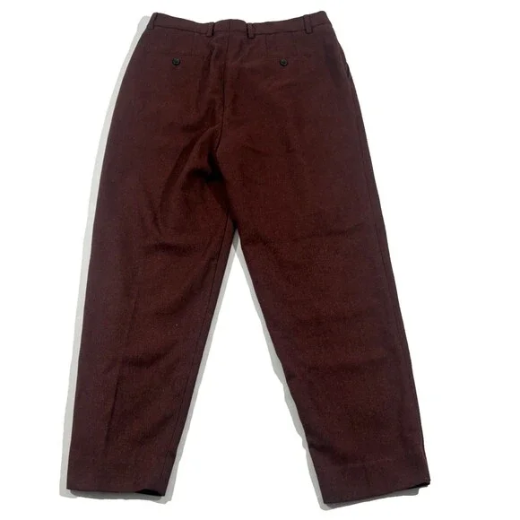 Scotch & Soda Pants Mens Maroon Wool Blend Dress Trousers Loose Taper Fit Sz 30 - Picture 10 of 11